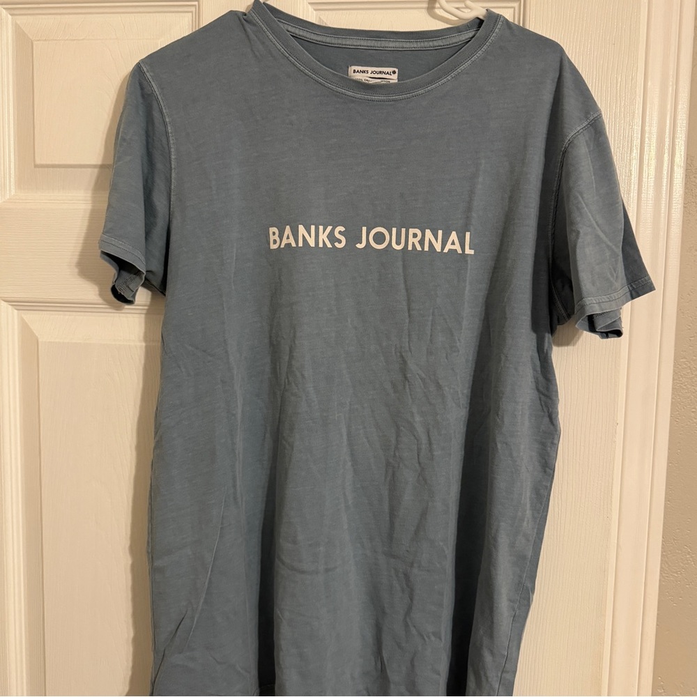 Banks Journal Men’s T-Shirt Blue/Gray - 100% Organic Cotton - Medium